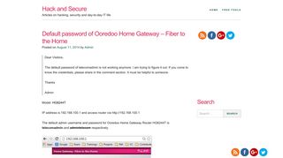 Default password of Ooredoo Home Gateway – Fiber to the Home ...