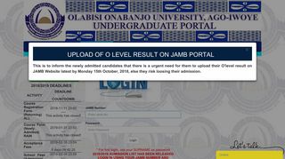 OOU PORTAL | ADMISSION: Login - Olabisi Onabanjo University