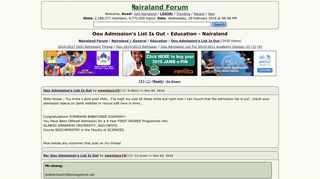 Oou Admission's List Is Out - Education - Nigeria - Nairaland Forum