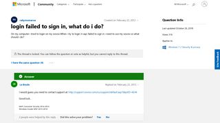 login failed to sign in, what do i do? - Microsoft Community