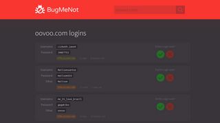 oovoo.com passwords - BugMeNot