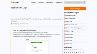 Opa Contractor Login