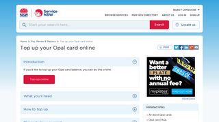 Top up your Opal card online | Service NSW