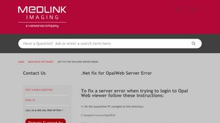 Medlink Imaging | .Net fix for OpalWeb Server Error