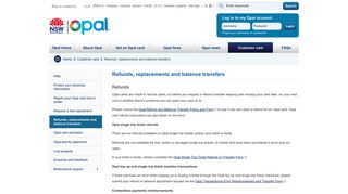 Refunds, replacements and balance transfers | NSW Government | Opal