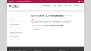 OPAS Online Demo Login | Fine Arts Software