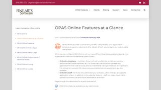 OPAS Online Features at a Glance - Fine Arts Software