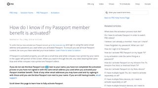 How do I know if my Passport member benefit is activated? : PBS Help