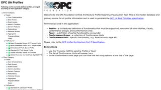 OPC Foundation Unified Architcture Profile Reporting Tool