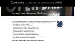 Download Opco Client Access Mobile App - Oppenheimer & Co. Inc.