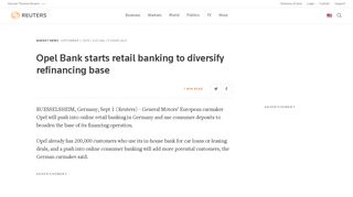 Opel Bank starts retail banking to diversify refinancing base | Reuters