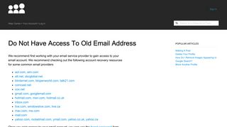 Do Not Have Access To Old Email Address - Myspace help center
