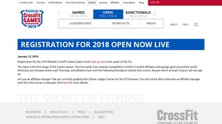 Registration for 2018 Open Now LIVE | CrossFit Games