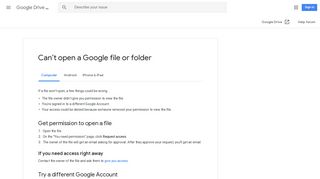 Can't open a Google file or folder - Computer - Google Drive Help