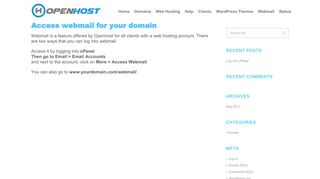 Openhost Webmail Access - Openhost