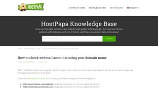 How to check webmail accounts using your domain name - HostPapa ...