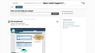 The Dashboard : Open Leads Support Center