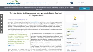 Sprint and Open Mobile Announce Joint Venture in Puerto Rico and ...
