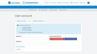 User account | Apache OpenOffice Extensions
