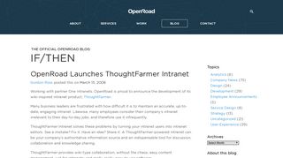 OpenRoad Launches ThoughtFarmer Intranet - OpenRoad