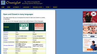 How Open and Closed are written in many languages - Omniglot