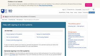 Help with signing in to OU systems - Help Centre - Open University