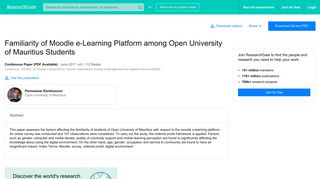 Familiarity of Moodle e-Learning Platform among Open University of ...