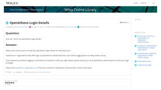 OpenAthens Login Details | Wiley