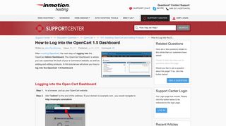 How to Log into the OpenCart 1.5 Dashboard | InMotion Hosting