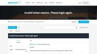 Invalid token session. Please login again. - OpenCart Community ...
