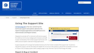 Using Support Site - CCCApply Project Center