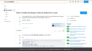 Odoo- Enable developer mode by default for a user - Stack Overflow