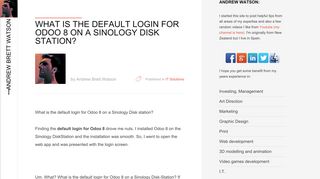 What is the default login for Odoo 8 on a Sinology Disk station?