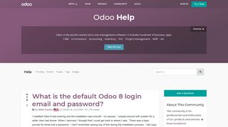 What is the default Odoo 8 login email and password? | Odoo