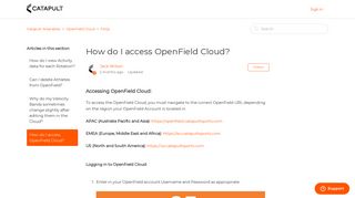 How do I access OpenField Cloud? – Catapult Wearables