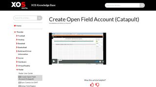 Create Open Field Account (Catapult) | XOS Knowledge Base