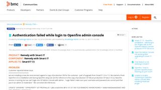 Authentication failed while login to Openfire a... | BMC Communities