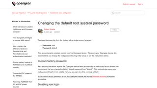 Changing the default root system password – Opengear Help Desk