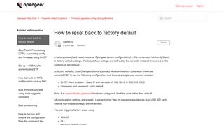 How to reset back to factory default – Opengear Help Desk