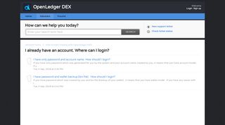 I already have an account. Where can I login? : OpenLedger DEX
