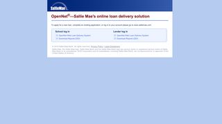 OpenNet®—Sallie Mae's online loan delivery solution