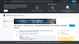 SQL Server - Linked Server - Using OPENROWSET with windows ...