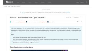 How do I add courses from OpenSesame? | Bridge Community