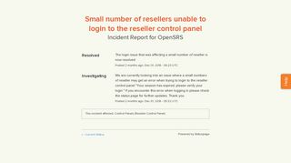 OpenSRS Status - Small number of resellers unable to login to the ...