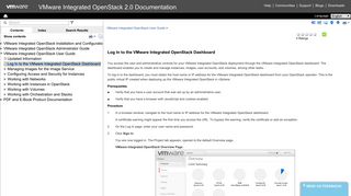 Log In to the VMware Integrated OpenStack Dashboard