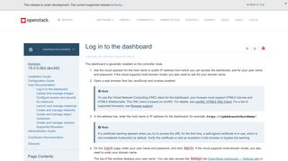 OpenStack Docs: Log in to the dashboard
