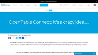OpenTable Connect: listing there is crazier than.... | ResDiary