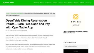 OpenTable Dining Reservation Points - Earn Free Cash and Pay with ...