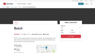 Batch reservations in Toronto, ON | OpenTable