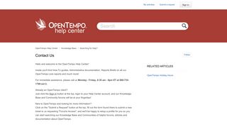 Contact Us – OpenTempo Help Center